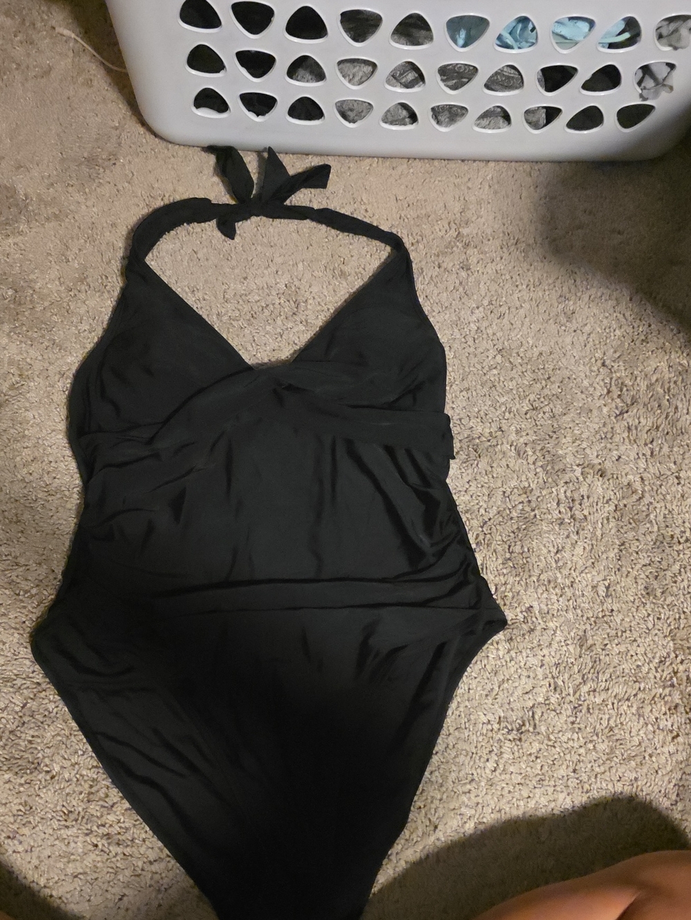 Women's Black Halter One-Piece Swimsuit